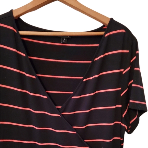 Torrid Wrap Dress Black with Hot Pink Stripes Size 3 - Picture 2 of 5